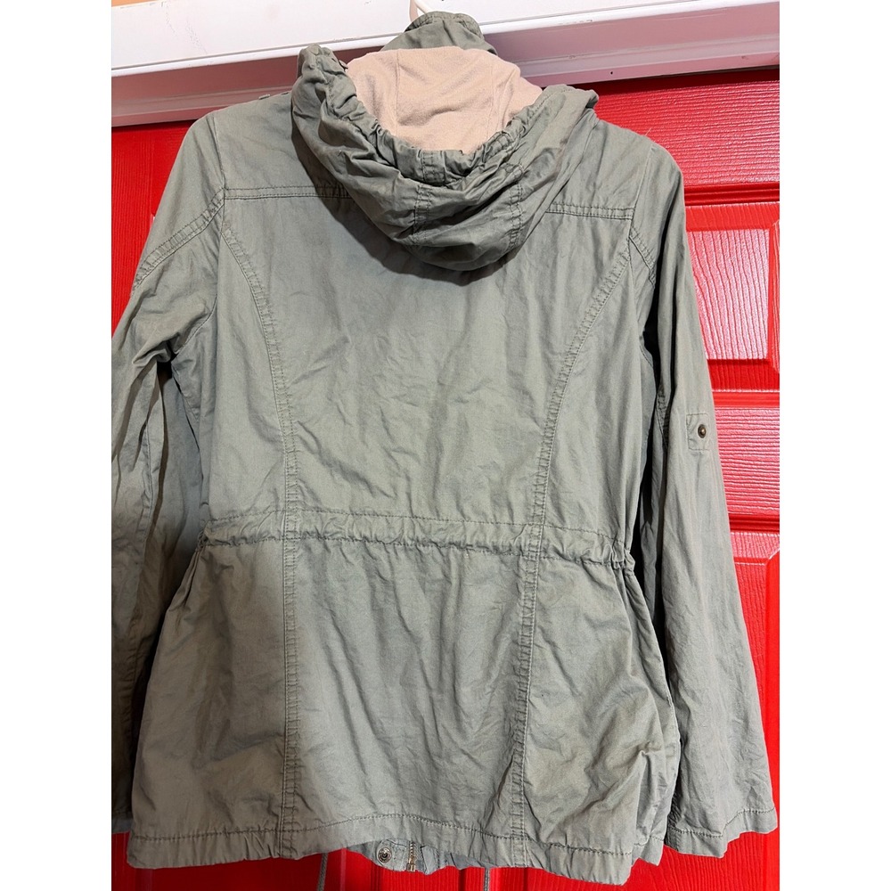 YMI Vintage Utility Field Jacket Olive Green Hooded Drawstring Waist Womens M - Picture 5 of 7